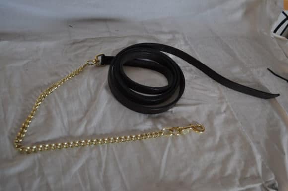 New Leather Lead With Brass Chain matches new leather halter